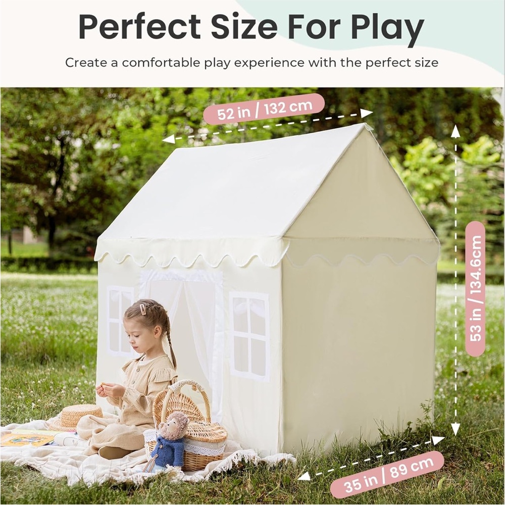 Tiny Land® Playhouse Tent – Natural Cream Indoor Tent for Kids